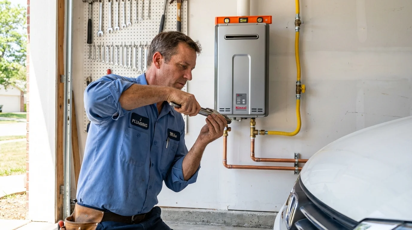 Tankless water heater installation by a Johns Plumbing LLC plumber in Blue Earth
